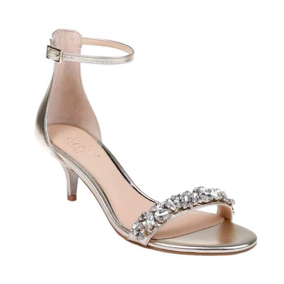 Jewel Badgley Mischka Dash Embellished Halo Strap Sandal  silver 7.5 - Picture 1 of 16